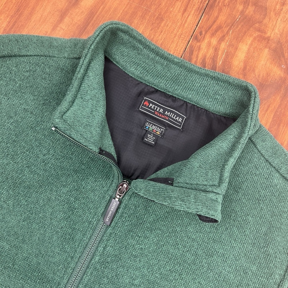 NWOT Peter Millar Quarter Zip Sweater Vest Mens L Green Golf Country Club Preppy